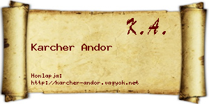 Karcher Andor névjegykártya